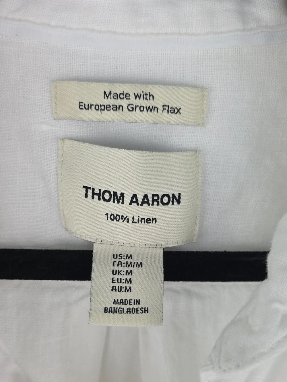 Thom Aaron 100% Linen Men's White Short-Sleeve Button Down Shirt Size Medium
